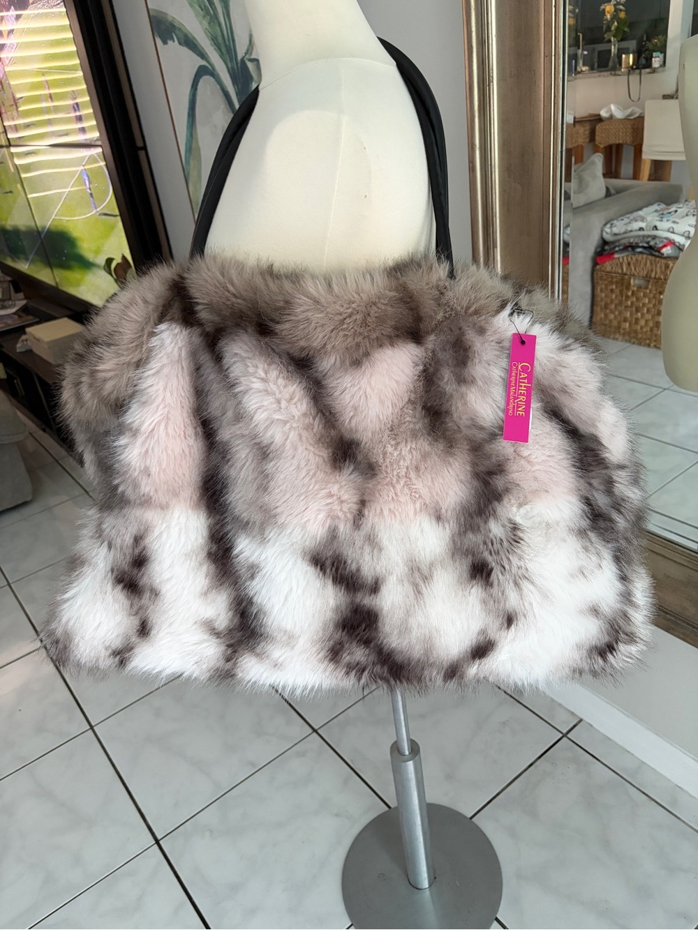 Catherine Malandrino oversized faux fur tote bag